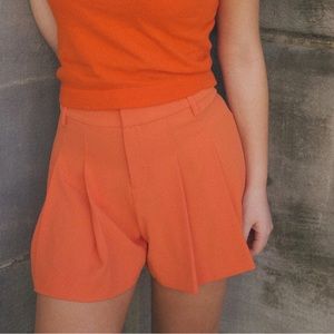Alice + Olivia | Pleated Orange Flutter Shorts